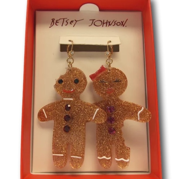 New Betsey Johnson Gingerbread Man & Lady Earrings - Picture 10 of 16